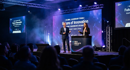 Speakers presenting at a professional conference